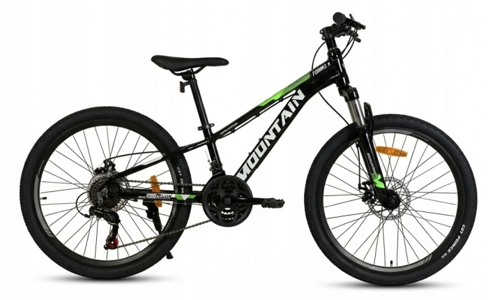ROWER GÓRSKI MOUNTAIN  MTB 24 CALI  STALOWY  CZARNO ZIELONY
