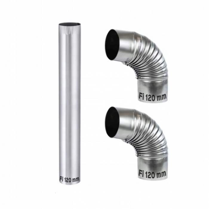 RURA 2 X KOLANKO DYMNE FI 120 ZESTAW AKCESORIA