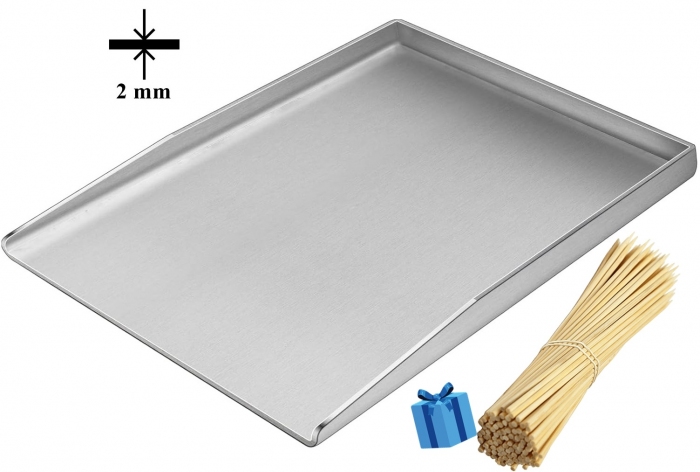 BLACHA PŁYTA TACKA NIERDZEWNA GRILLOWA 40x30 cm OCIEKOWA NA GRILLA INOX GR. 2MM